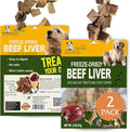 Freeze Dried Two-Pack Treats Bundle Easy-to-Digest Snack / Meal Enhancer Dogs & Cats Crunchy Topper - Bite-Sized Beef Liver Cubes Ideal for Training or Picky Eaters (2 Packs) (2.0 oz each, Beef Liver)