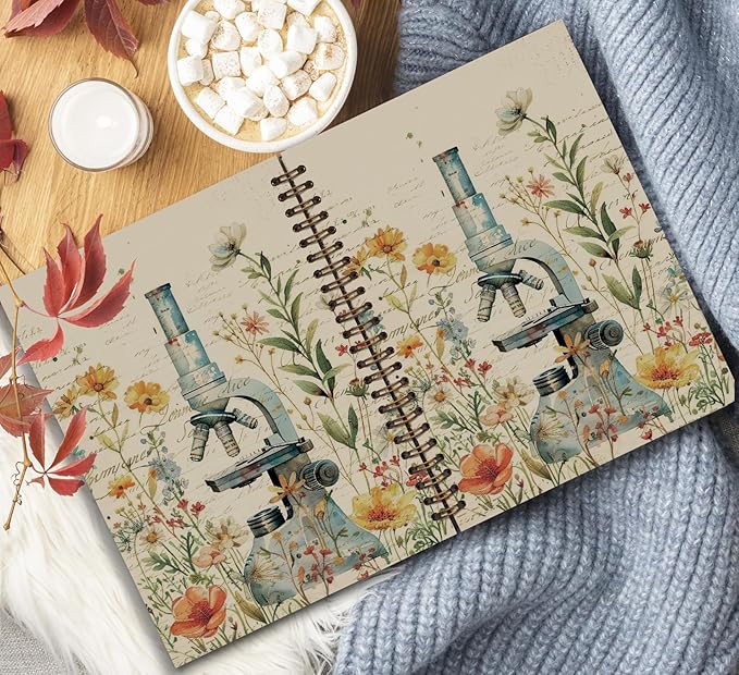 KDHTY Vintage Chemistry Notebook Book Floral Notebook Journal,Cottagecore Science Teacher Gifts,Cottagecore Notebook Journal for Work Office School Student Teacher,5.5x8.3