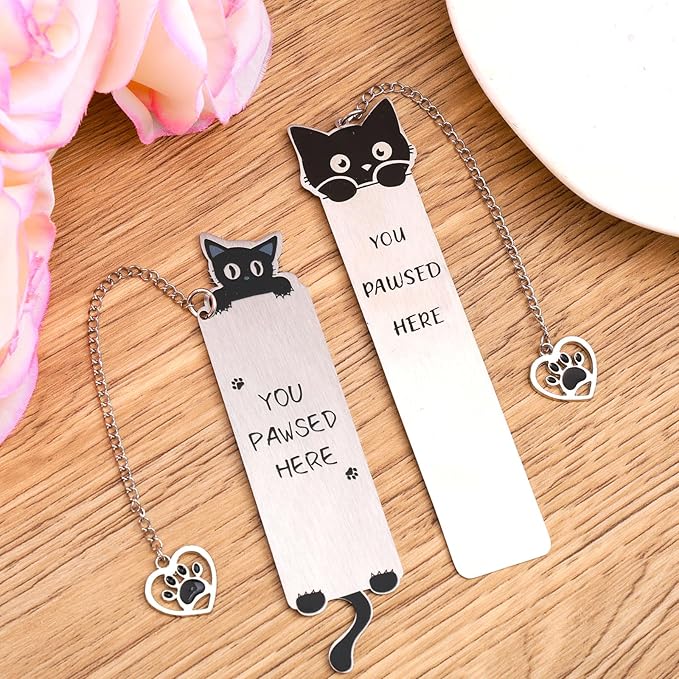 2pcs Cat Bookmarks for Women, Cute Bookmark Aesthetic Gifts Reading Accessories Funny Cat Lover Gifts for Book Lovers Teens Kids Boys & Girls
