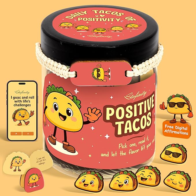 Stofinity Positive Taco Gifts For Birthday- Funny Affirmation Cards For Teen Girl Gift Trendy Stuff, Unique Coworker Christmas Gifts For Women Friend, Thanksgiving Basket Gift For Teacher