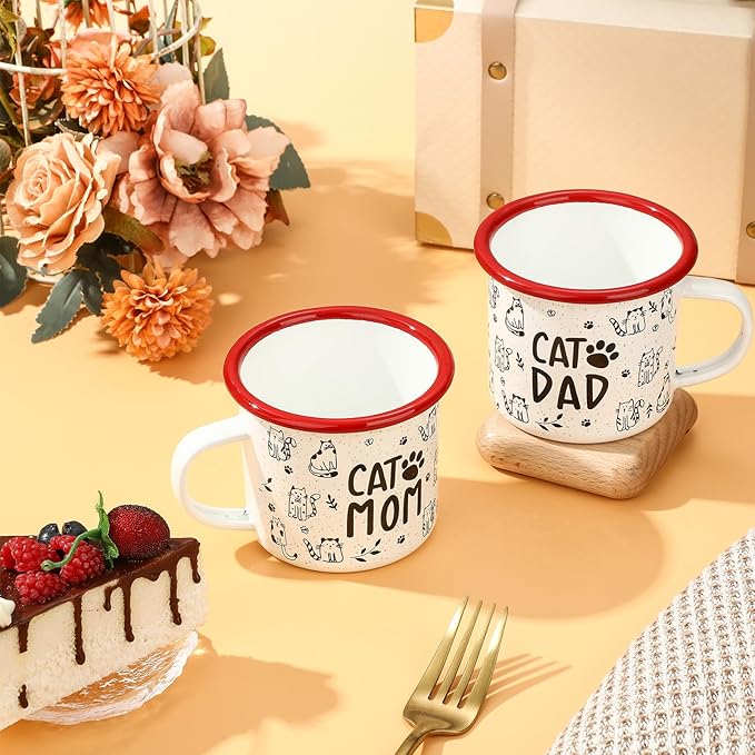 8 Pcs Cat Lover Gift Set Cat Mom and Dad Parent Gift with Mugs Socks Pens Keychains for Men Women Birthday Christmas