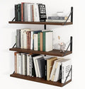 Heimlove Floating Book Shelves for Wall,23.6 Inches Wall Bookshelf Mounted Display&Storage Wood Shelves for Kitchen Bathroom Laundry Living Room,Set of 3,Walnut Color