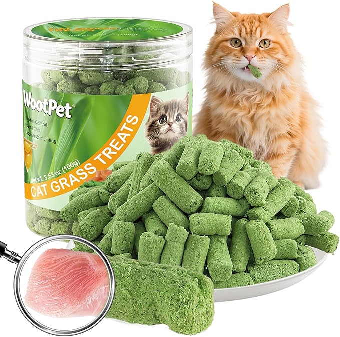 Freeze-Dried Raw Cat Treats for Dental Health & Hairball Control - Natural Chicken & Egg Yolk with Cat Grass - Lickable Snacks for Kittens & Adult Cats - Promotes Skin & Coat Care 3.24oz