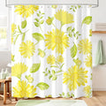 Yellow Daisy Floral Shower Curtain,Spring Summer Sunflower Botanical Waterproof Polyester Fabric Bath Curtain with 12 Hooks,Bright Aesthetic Flower Bath Decor, 72 x 72 Inch