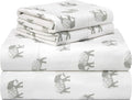 Pointehaven 180 GSM Velvet Feel Luxury 100% Cotton Printed Flannel Sheet Set, Cal King, Elephant - Warm & Cozy - Pre-Shrunk -Deep Pockets - Elastic All Around-Comfy Double Brushed -
