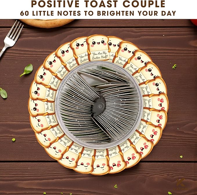 Positive Toast Jar – Cute Toast Love Notes with 60 Romantic Messages, Gifts for Her Him Loved One, Romantic Present for Boyfriend Girlfriend, Funny Wedding Anniversary Birthday Gift for Women Men Couples Wife Husband Valentines Day