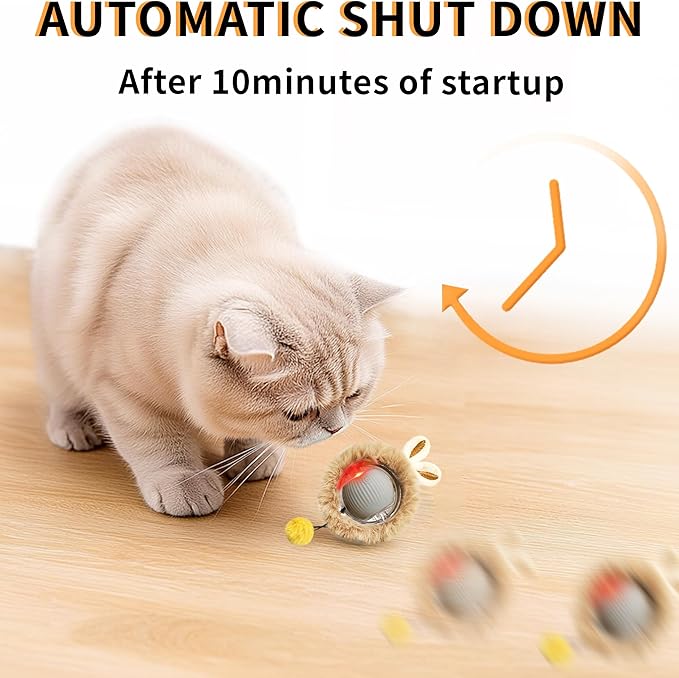 2 Packs Interactive Cat Toy Ball - Automatic Moving Cat Toys for Indoor Cats, USB-C Charging & Self-Rolling Hunting Game Toy with Quiet Motor, Fast Moving Ball in Cat Play Mat