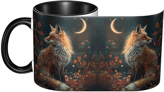 FyLybois Fox Print Coffee Mug Ceramic Coffee Cup with Handle Microwave Safe for Home or Office Gifts for Women and Men