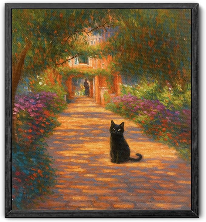 Madewell Living Van Gogh Starry Night with Funny Cat Canvas Print Wall Art - Ready to Hang, Waterproof Living Room & Bedroom Decor