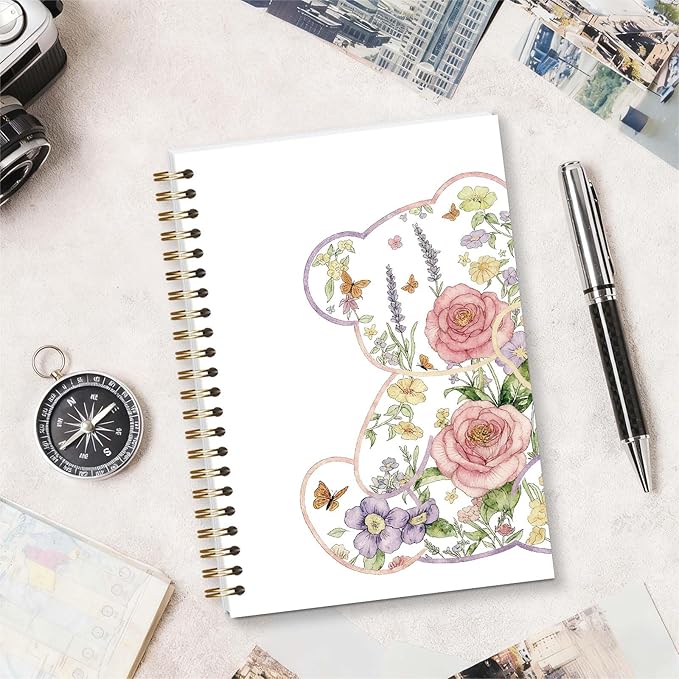 Cute Bears Spiral Notebook, Cute Girly Preppy Study Supplies, Bear Gifts for Women Girls, 5.5x8.3 Inch - A16