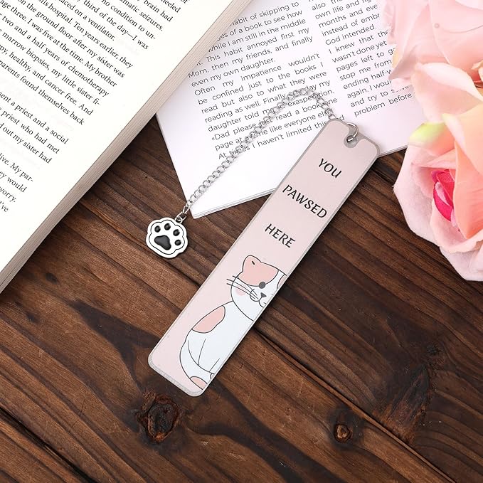 Cute Cat Bookmark, Zinc Alloy Kitten Paw Print Bookmarks Reading Gifts for Cat Lovers Funny Black Kitten Book Marks Animal Bookmark Gifts Book Accessories for Reading (Style B)