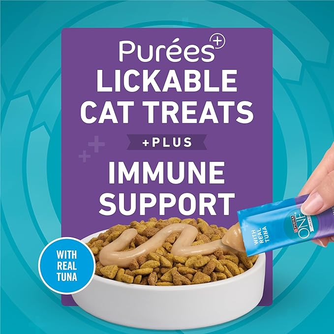 Purina ONE Plus Immune Support Purees with Real Tuna Lickable Cat Treats - 1.4 oz (Pack of 24)
