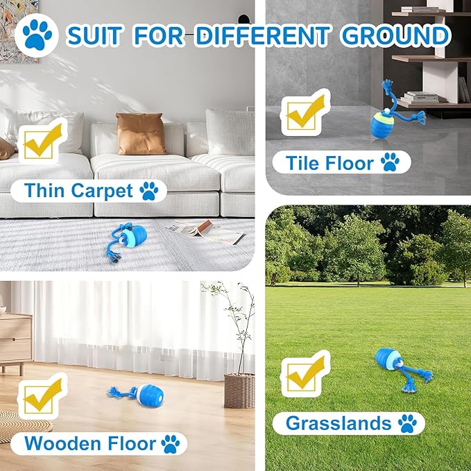 Interactive Dog Toy, [Newly Upgraded] Motion Activated Rolling Ball for Small Dogs, Automatic Moving Dogs Ball for Boredom, USB Rechargeable(Blue)