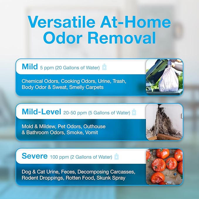 Biocide Systems Liquid Shocker Strong Odor Eliminator, Eco-Friendly Chlorine Dioxide Liquid Solution for Cleaning & Deodorizing Countertops, Floors and Walls, Makes Up to 20 gal. Pet & People Safe