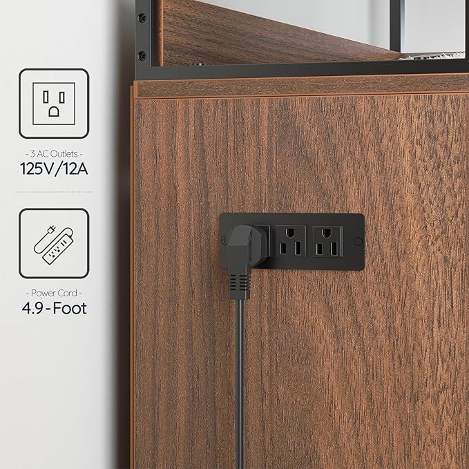 HOOBRO Cat Automatic Litter Box Enclosure Furniture, 30.5" L x 26.8" W x 61" H, Hidden Robotic Litter Box Cabinet, Dog-Proof Shelf with Charging Station, Scratching Mat, Bowls, Walnut WL68UMZ03N1