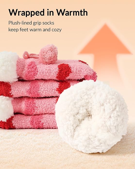 Jeasona Women’s Fuzzy Slipper Socks With Grippers Cozy Warm Cute Animal Gifts