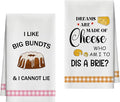 Kitchen Towels Set of 2, Cheese and Bundts Dish Towel for Kitchen, Decorative Hand Towels for Bathroom, Fast Drying Tea Towel with Funny Sayings, Housewarming Xmas Gifts for Women Mom -B18