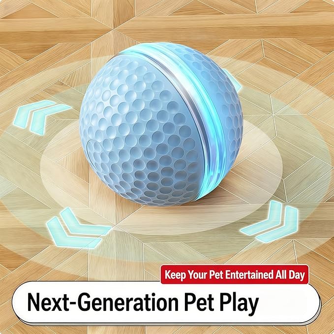 PANGBOER Lightup Cats Toy Ball with Automatic Rolling and Chewproof Design Teaser for Pet Dog Cats Indoor Entertainment Automatic Rolling Ball Pet
