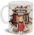 Personalized Book Lover Gifts - Book Lovers Gift For Bookworm, Readers, Librarians, Bookish - Bookshelves Hole In A Wall Mug Custom Avatar - Bookish Gift For Friends, Women, Her