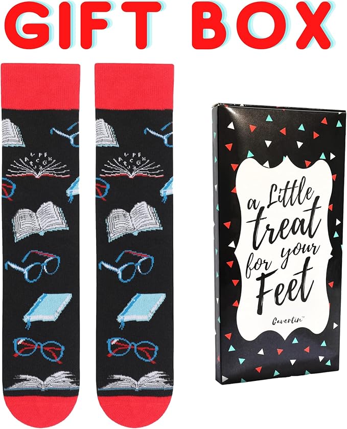 Cavertin Women's Novelty Socks with Gift Box Cat Lover Dog Mom Book Lover Cat Mom Llama Unicorn Sloth Corgi