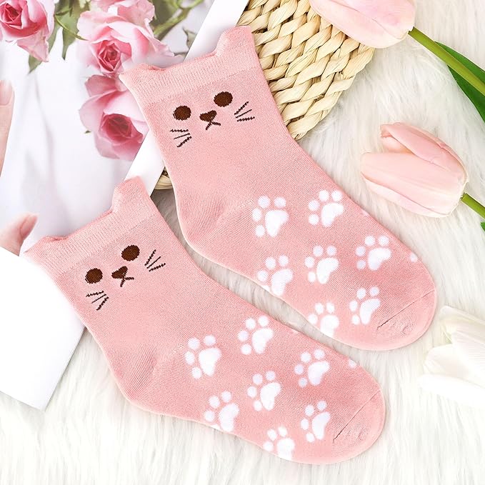 Cat Mom Gifts for Women Unique Cat Themed Gift for Cats Lovers Gifts for Women Funny Cats Accessories for Woman - Kitty Paw Socks Keychain Pen Candle Cup Sticky Notes Makeup Bag Card