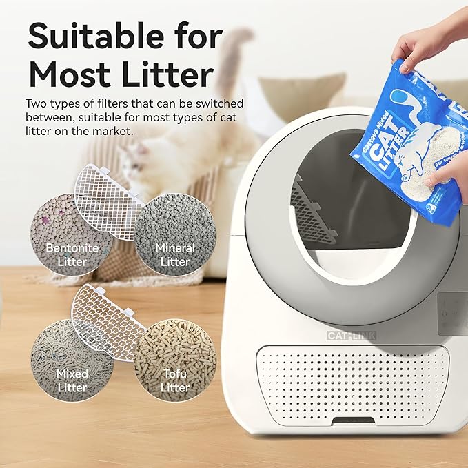 CATLINK Self Cleaning Cat Litter Box for Multiple Cats, Health Monitoring, Automatic Litter Box with APP, Odor Control, 65L Safe Pinch-Free Robot Cat Litter Box, White/Large (Luxury Pro-X Kit)