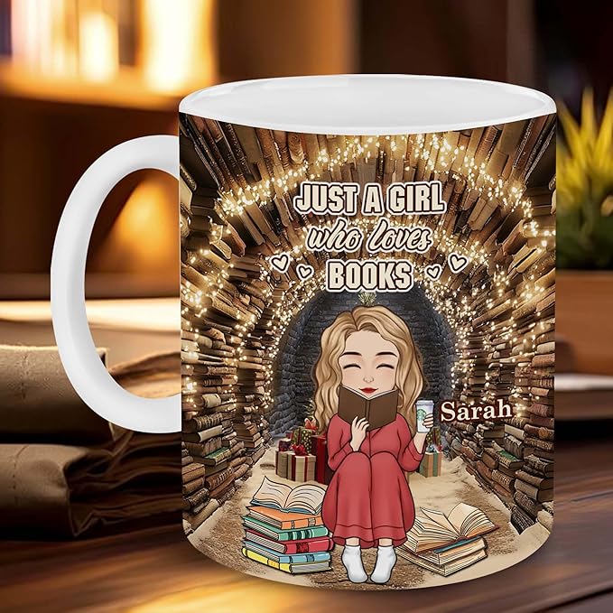 Personalized Book Lover Gifts - Book Lovers Gift For Bookworm, Readers, Librarians, Bookish - Hole In A Wall Mug - Bookish Gift For Friends, Women, Her