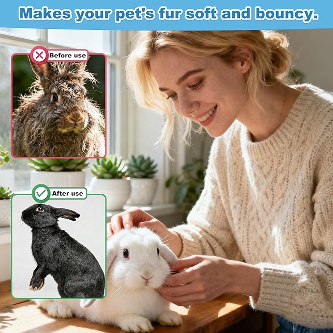 Rabbits Bunny Brush, 13.5x9cm/5.31x3.54in Durable Soft Silicone Rabbit Grooming Bunny Brush Practical Small Animal Massage Comb Suitable for Cats, Puppy Dogs, Kittens & Pets (Blue)