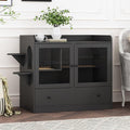 Extra Large Cat Litter Box Enclosure Furniture Hidden, Cat Condo Cabinet Pet House with Stairs for 2, Nightstand Side Table witha Large Drawer for Living Room, Black