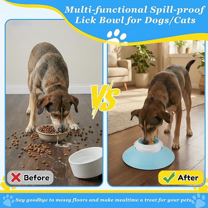 Dog Lick Bowl,Lick Bowl for Dogs Slow Feeder Dog Bowls for Liquid Food Treat,Lick and Roll Bowl for Dogs Anxiety Relieving Dog Lick Bowl with Ball,Snack Dispenser Non-Slip Pet Toys for Dogs Cats