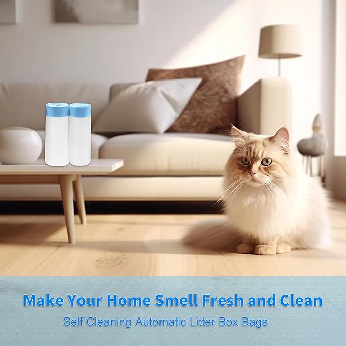40 Count Self-Cleaning Cat Litter Box Liners Bag Compatible with MW-SC01/MW-SC02/MW-LR01, Drawstring Heavy Duty Cat Litter Receptacles Bags Fit For Automatic Pet Litter Box-17.7" * 19.7"