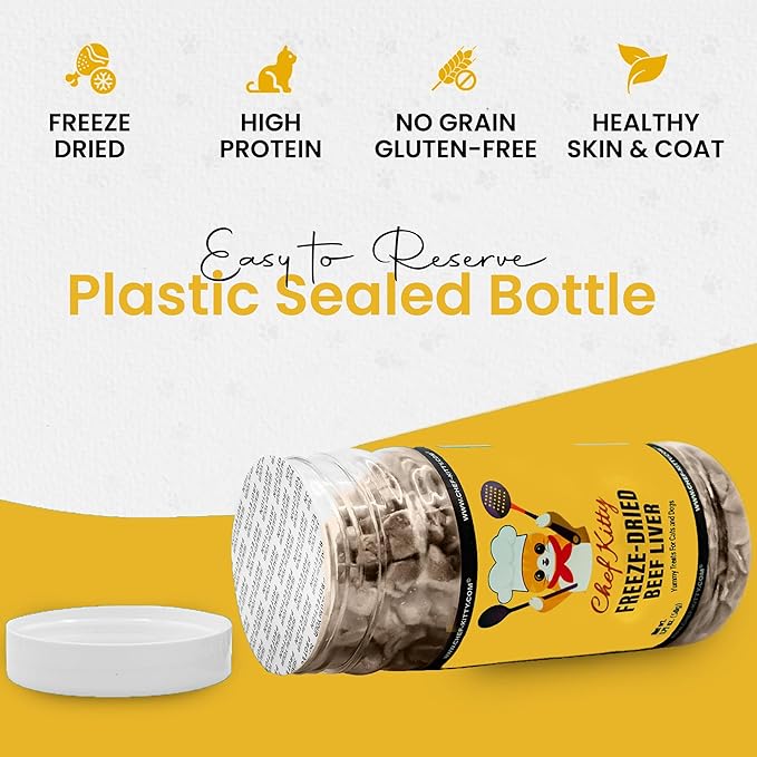 Freeze Dried Beef Liver Dog Treats | Healthy Kitten Treats, Single Ingredient, Raw | High Protein Cat & Dog Food Toppers, Grain-Free | Inspected & Tested in USA | 2.1 oz