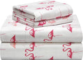 Pointehaven 180 GSM Velvet Feel Luxury 100% Cotton Printed Flannel Sheet Set, Full, Flamingos - Warm & Cozy - Pre-Shrunk -Deep Pockets - Elastic All Around-Comfy Double Brushed -
