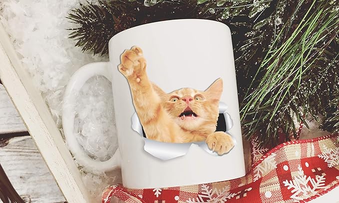 Winston & Bear Playing Orange Cat Mug – Ginger Tabby Ceramic Coffee Mug Gift for Cat Lovers (11oz)