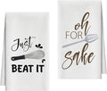 Kitchen Towels Set of 2, Egg Beater Fork Dish Towel for Kitchen, Decorative Hand Towels for Bathroom, Fast Drying Tea Towel with Funny Sayings, Housewarming Xmas Gifts for Women Mom -B19