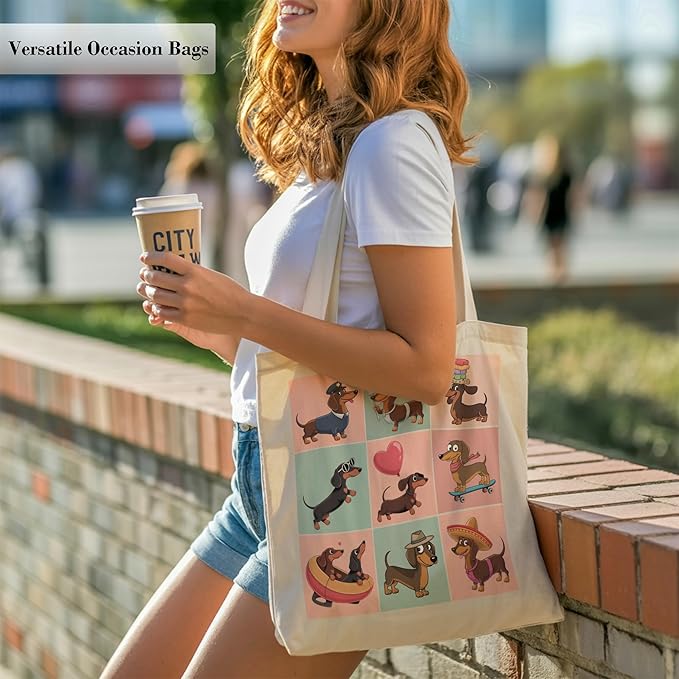 Pets Lover Gifts Tote Bag for Women, Dogs Cats Bee Aesthetic Canvas Bag with Inner Pocket