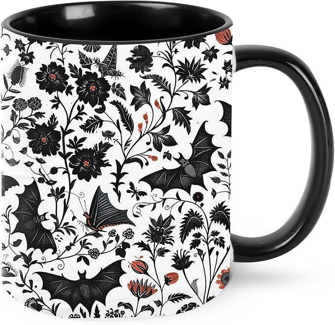 Bat Coffee Mug 11oz Ceramic Tea Cup With Handle Funny Porcelain Mugs for Women Dishwasher Microwave Safe