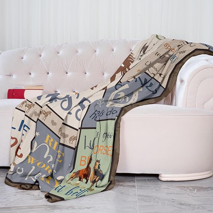 XALAZY Horse Gifts for Girls Women, Horse Blanket for Girls 50" x 60", Christmas Birthday Gifts for Horse Lovers, Equestrian Present for Women Throw