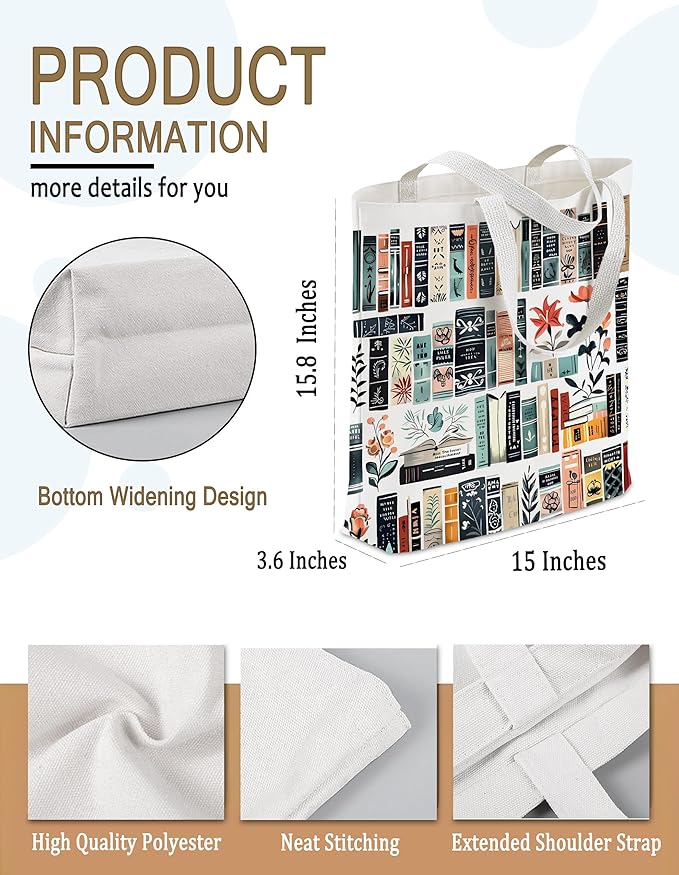 Gifts for Women, Canvas Tote Shopping Reusable Grocery Gift Bags