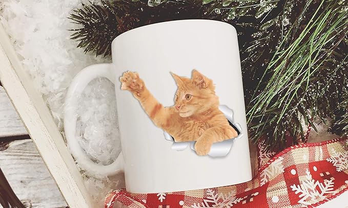 Winston & Bear Playing Ginger Cat Mug - Orange Tabby Ceramic Coffee Mug Gift for Cat Lovers (11oz)