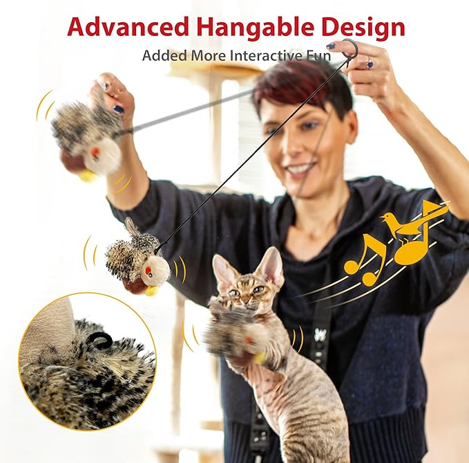 Gigwi Interactive Flapping Cat Toys Catnip, Electronic Flappy Toys Motion Activated, Automatic Cat Toys for Indoor Cats, USB Rechargeable Cat Enrichment Toy for Hunting and Kicker, Bird Sparrow