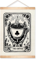 HEYJEEPER Coffee Tarot Card Wall Art ,Gothic Skeleton Hands Holding Cup Prints Linen Poster,Black and White Spiritual Hanging Wall Posters for Coffee Bar,Cafe Shop or Kitchen Home Decor 14x18inch (Coffee03)