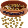 NFL Super-Bowl Denver Broncos Slow Feeder Dog & Cat Bowl. Football Design for Healthy Digestion. Non-Slip for Large & Small Pets