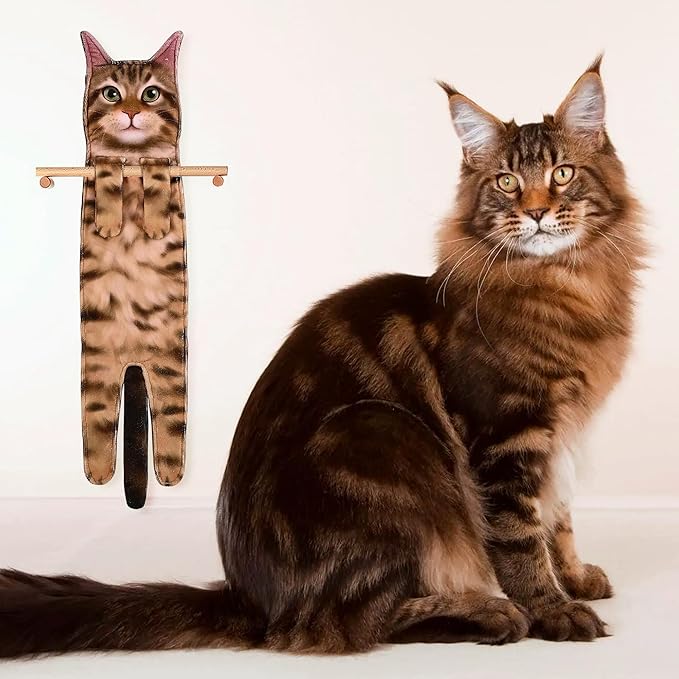 Funny Hand Towels for Bathroom Kitchen Decor - Cute Cat Hanging Hand Towel Kitchen Gadgets - Unique Housewarming Birthday Christmas Cat Lover Gift Ideas for Women Mom Lady Adults