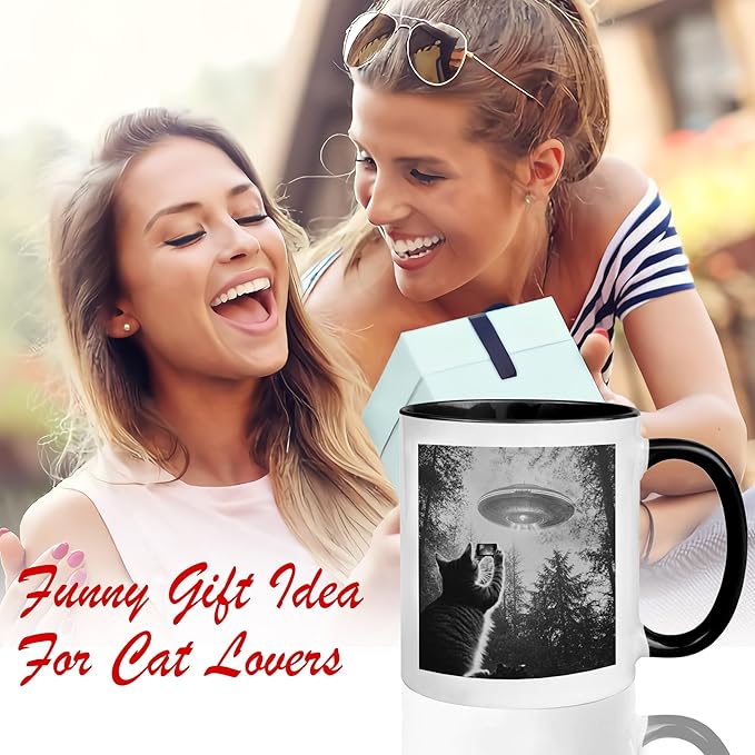 AlienCat Selfie UFO Coffee Mug - Funny Cat Gifts For Women, Men, & Cat Lovers - Perfect For Birthday, Halloween, Christmas - 11 oz