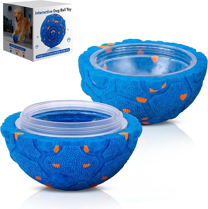 Newget Interactive Dog Toy Ball Replacement Shell, Chew-Resistant E-TPU Durable Cover for Medium & Large Dogs, Spare Outer for Smart Rolling & Bouncing Balls, Blue (No Ball Core)
