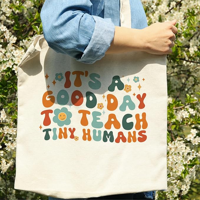 bmuvghi Teacher Appreciation Gifts Canvas Tote Bag Reusable Shopping Grocery Bags Birthday Gift for Teachers Women