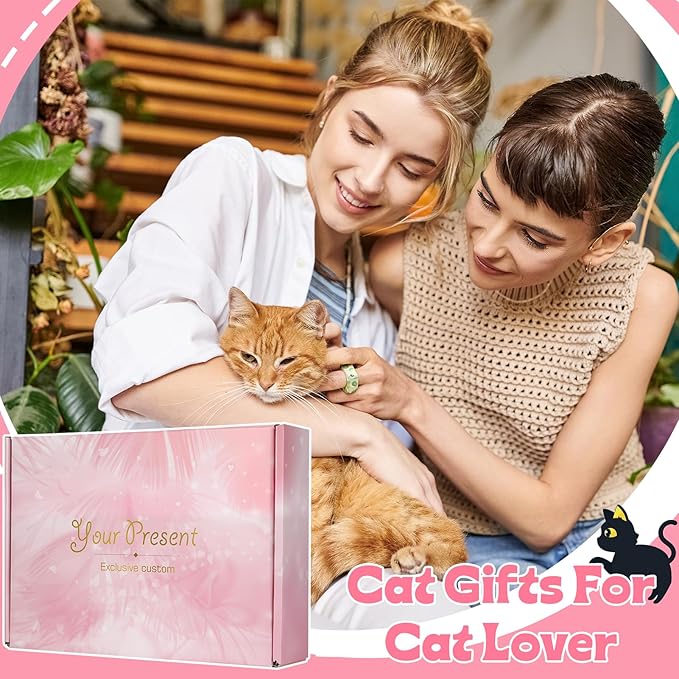 Cat Lover Gifts for Women Cute Cotton Cat Socks with Makeup bag Keychains Greeting cards for Birthday Mother's Day