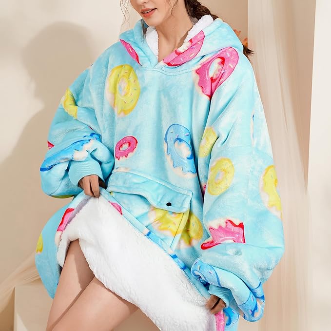 Narecte Cozy Oversized Blanket Hoodie Wearable Blanket Adults Soft Hooded Blanket Hoodie Birthday Gifts for Women Christmas