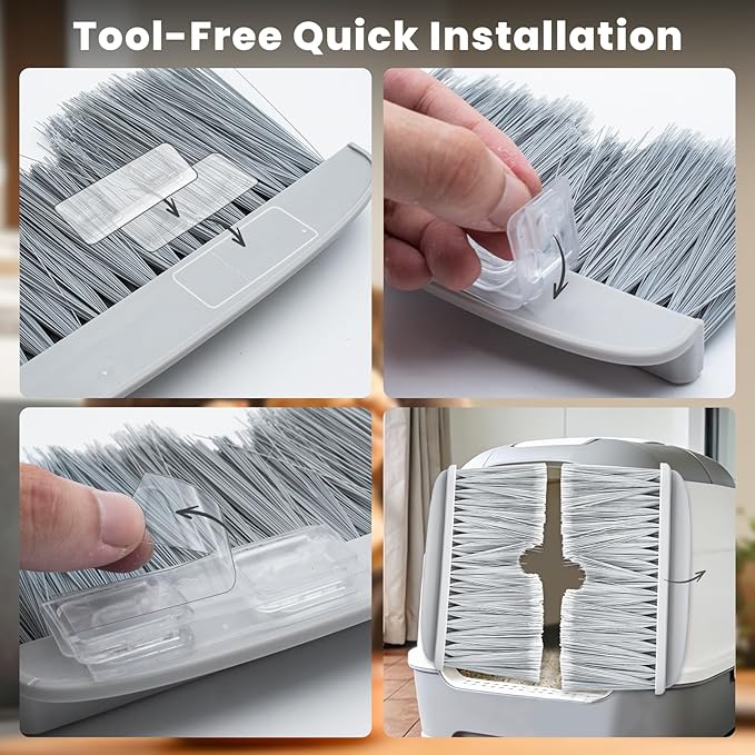 Cat Litter Mat Broom for Litter and Cat Hair Remove, Self-Cleaning Fur Catcher, Easy to Clean Litter Box Accessories for Cat Doors and Indoor Doorways